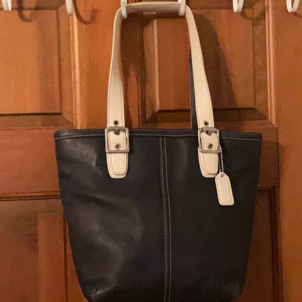 Coach Bag.. Navy with White straps
